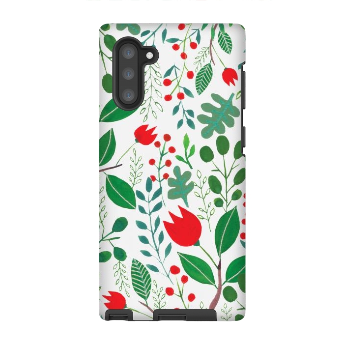Galaxy Note 10 StrongFit Christmas Floral 2 White by Hanny Agustine