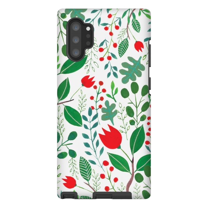 Galaxy Note 10 plus StrongFit Christmas Floral 2 White by Hanny Agustine