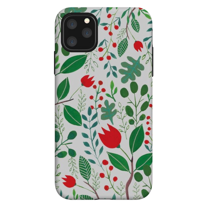 iPhone 11 Pro Max StrongFit Christmas Floral 2 White by Hanny Agustine