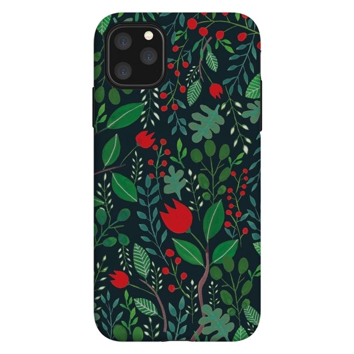 iPhone 11 Pro Max StrongFit Christmas Floral 2 Black by Hanny Agustine
