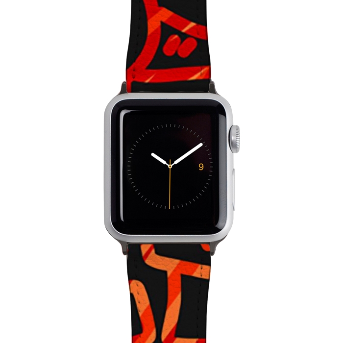 Watch 42mm / 44mm Strap PU leather Orange Doodle by Hanny Agustine