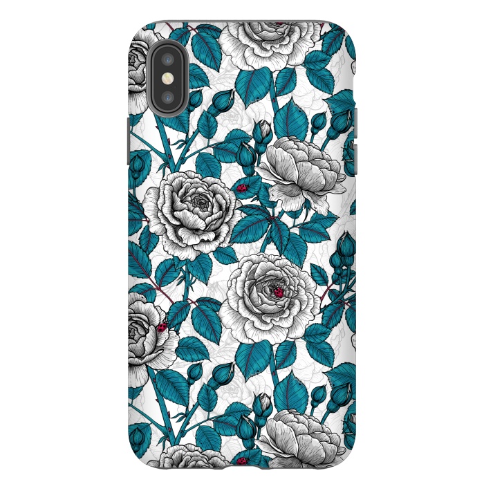iPhone Xs Max StrongFit  White roses and ladybugs by Katerina Kirilova