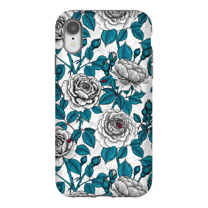 iPhone Xr StrongFit  White roses and ladybugs by Katerina Kirilova