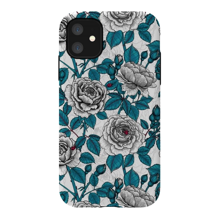 iPhone 11 StrongFit  White roses and ladybugs by Katerina Kirilova