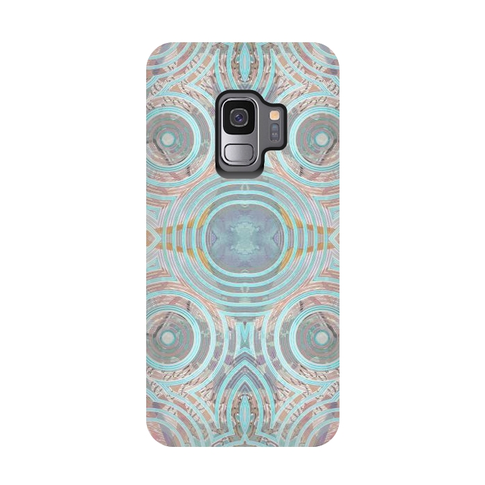 Galaxy S9 StrongFit Pastel playful African inspired circle sketch pattern by Oana 