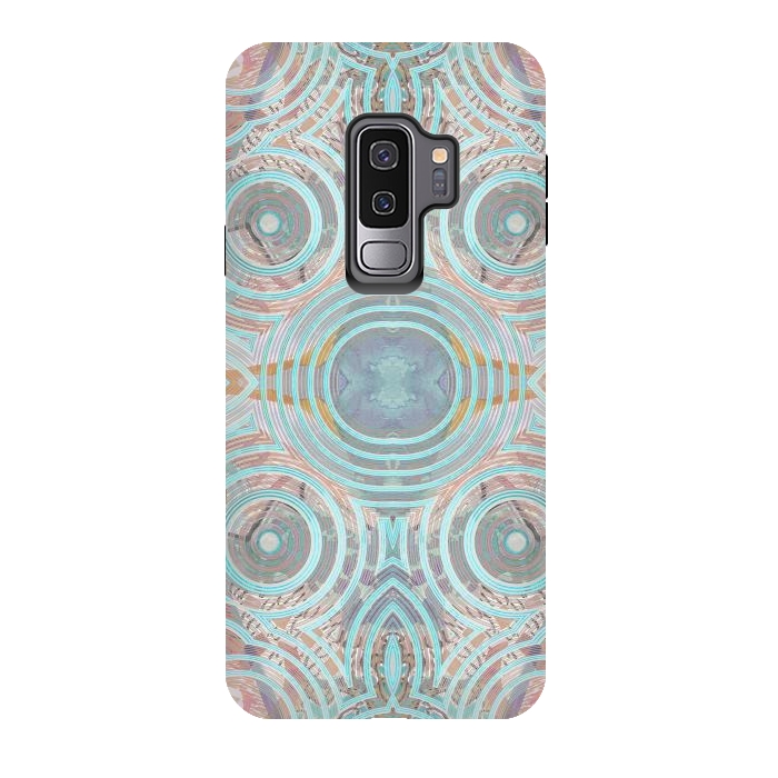 Galaxy S9 plus StrongFit Pastel playful African inspired circle sketch pattern by Oana 