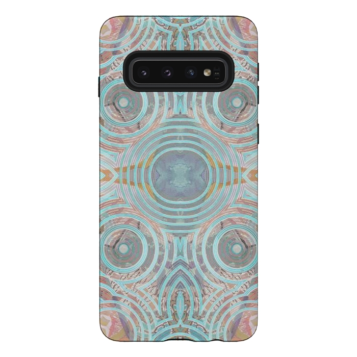 Galaxy S10 StrongFit Pastel playful African inspired circle sketch pattern by Oana 