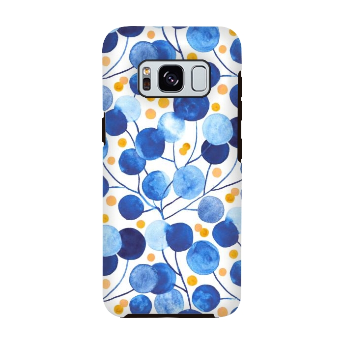 Galaxy S8 StrongFit Pompom Plants in Cobalt & Gold by Tigatiga