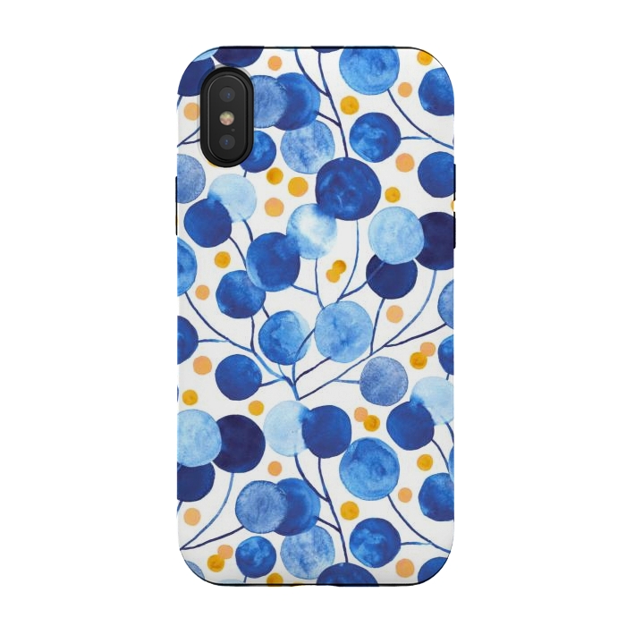 iPhone Xs / X StrongFit Pompom Plants in Cobalt & Gold by Tigatiga
