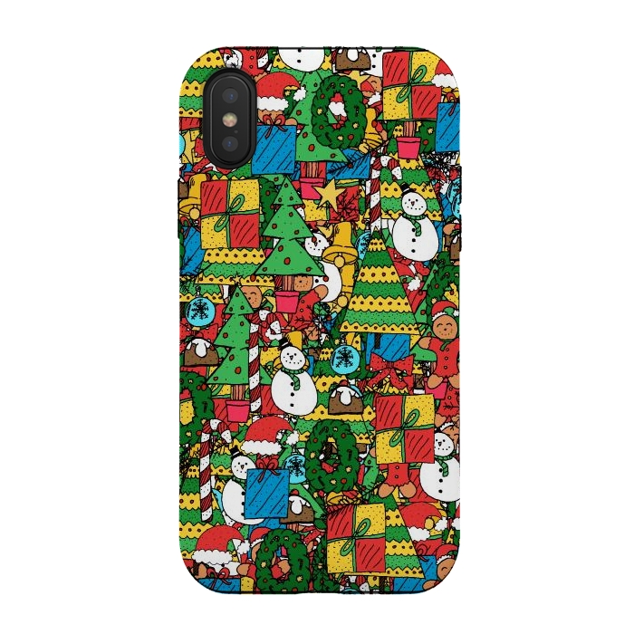 iPhone Xs / X StrongFit Merry Christmas pattern by Steve Wade (Swade)