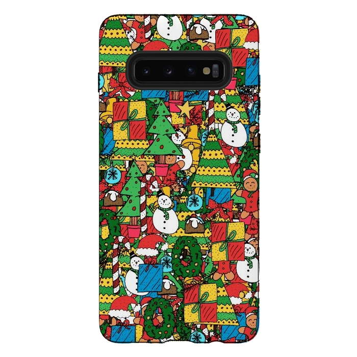 Galaxy S10 plus StrongFit Merry Christmas pattern by Steve Wade (Swade)