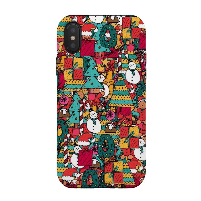 iPhone Xs / X StrongFit Festive Christmas Pattern by Steve Wade (Swade)