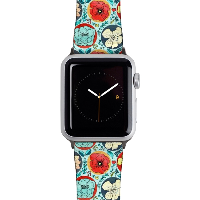Watch 38mm / 40mm Strap PU leather Polka Dot Floral On Navy  by Tigatiga
