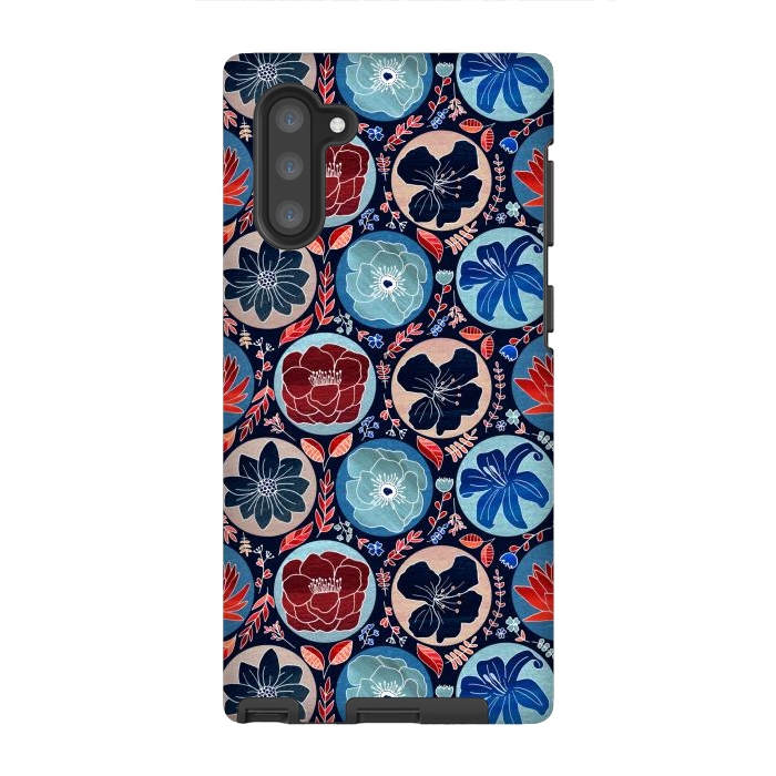 Galaxy Note 10 StrongFit Moody Polka Dot Floral  by Tigatiga