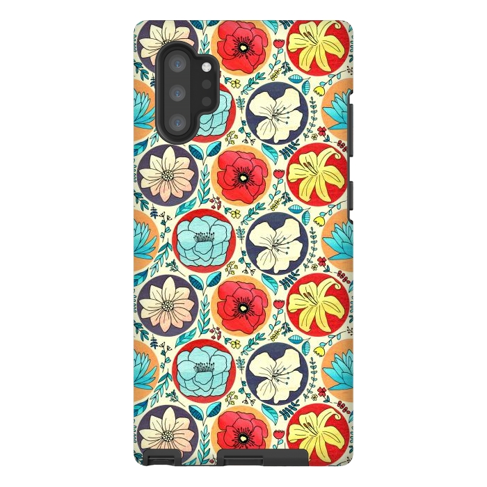 Galaxy Note 10 plus StrongFit Polka Dot Floral On Cream by Tigatiga