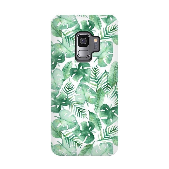 Galaxy S9 StrongFit Tropical Jungle on White by Tangerine-Tane