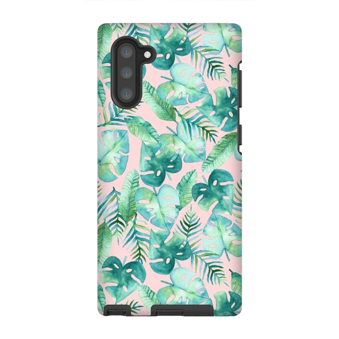 Galaxy Note 10 StrongFit Cyan Tropical Jungle on Pink by Tangerine-Tane