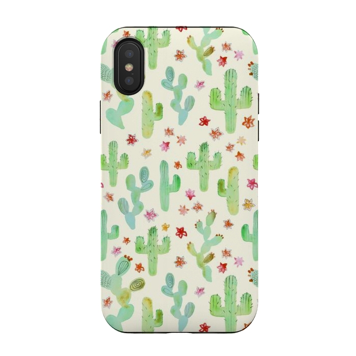 iPhone Xs / X StrongFit Watercolor Cacti by Tangerine-Tane