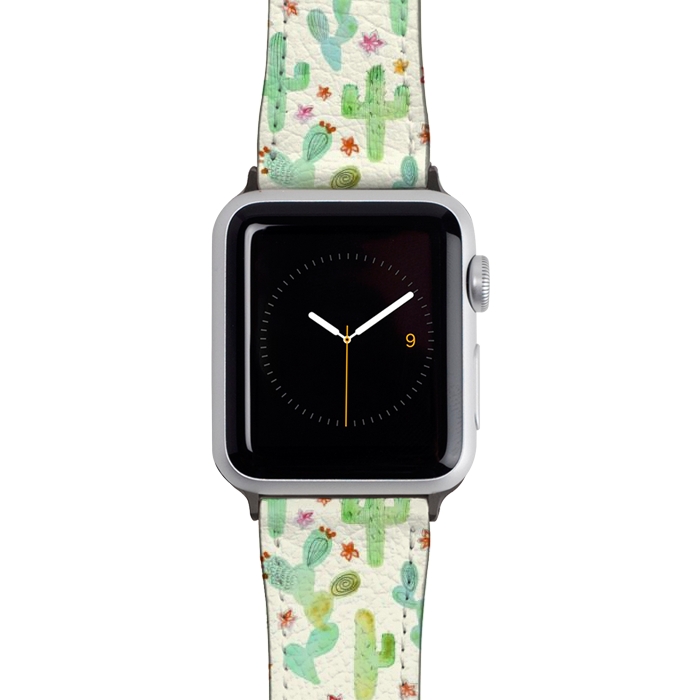 Watch 38mm / 40mm Strap PU leather Watercolor Cacti by Tangerine-Tane