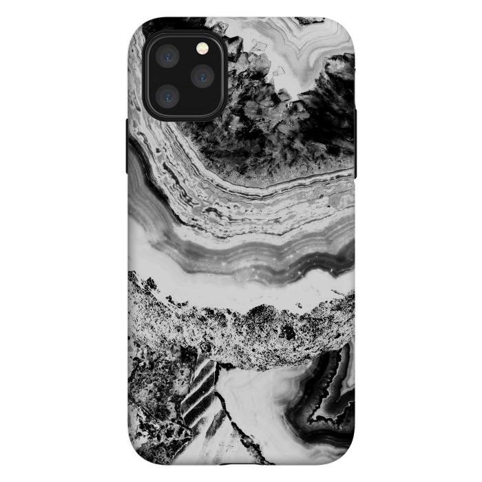 iPhone 11 Pro Max StrongFit Black and white geode marble art by Oana 