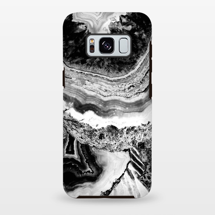 Galaxy S8 plus StrongFit Black and white geode marble art by Oana 