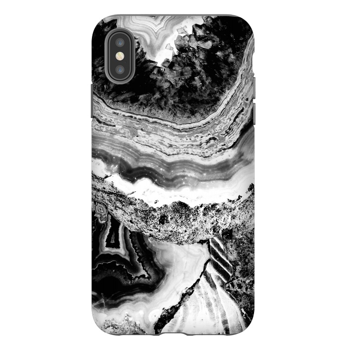 iPhone Xs Max StrongFit Black and white geode marble art by Oana 