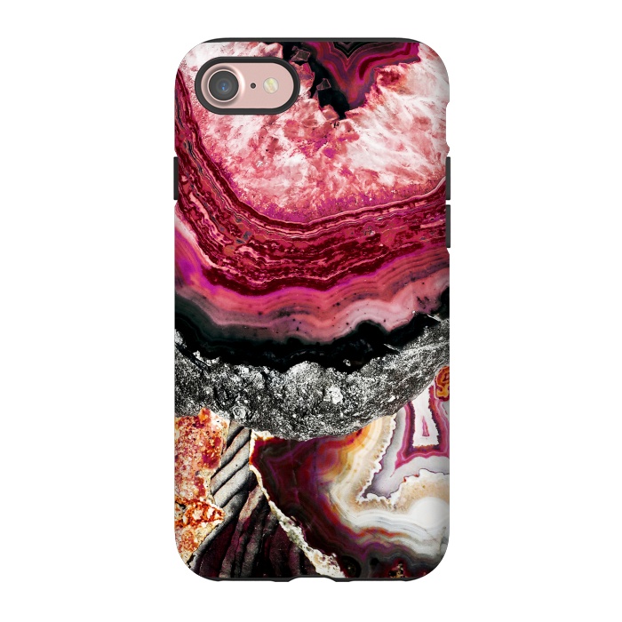 iPhone 7 StrongFit Vibrant pink gold agate geode stones by Oana 
