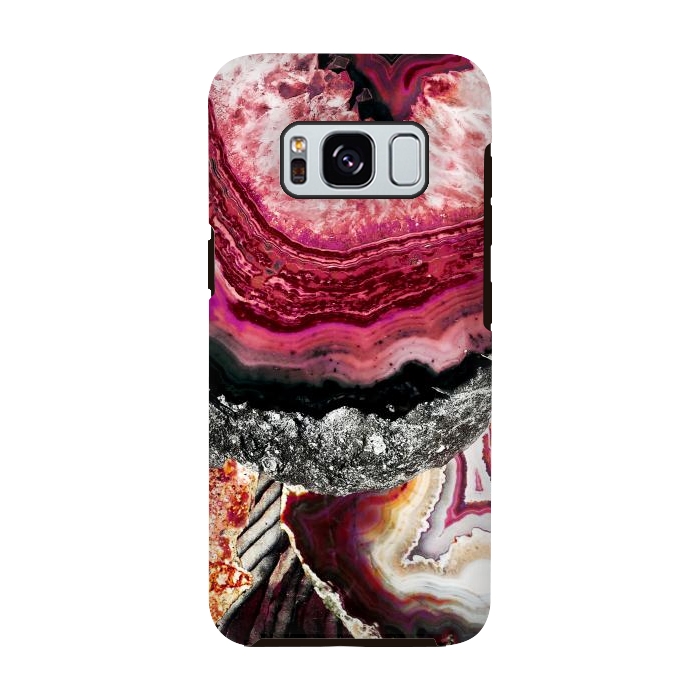Galaxy S8 StrongFit Vibrant pink gold agate geode stones by Oana 