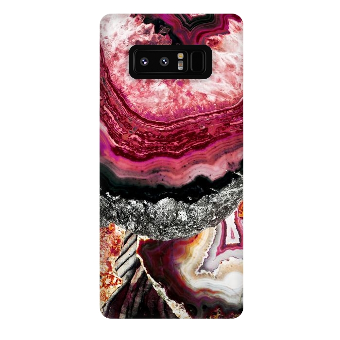 Galaxy Note 8 StrongFit Vibrant pink gold agate geode stones by Oana 