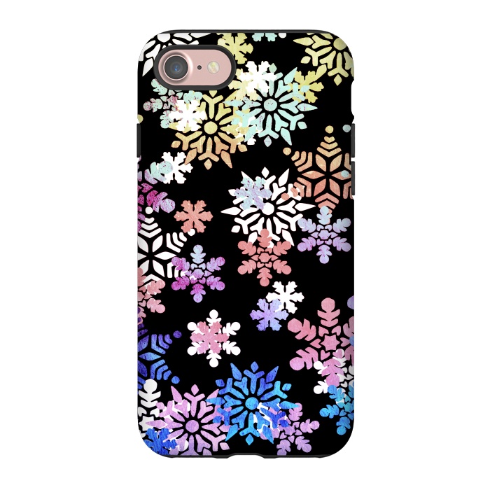 iPhone 7 StrongFit Rainbow colourful snowflakes Christmas pattern by Oana 