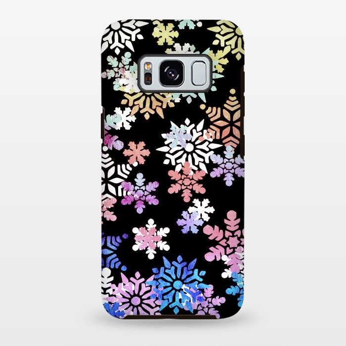 Galaxy S8 plus StrongFit Rainbow colourful snowflakes Christmas pattern by Oana 
