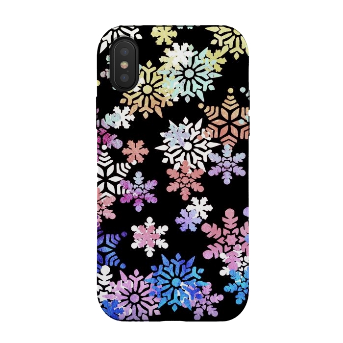 iPhone Xs / X StrongFit Rainbow colourful snowflakes Christmas pattern by Oana 