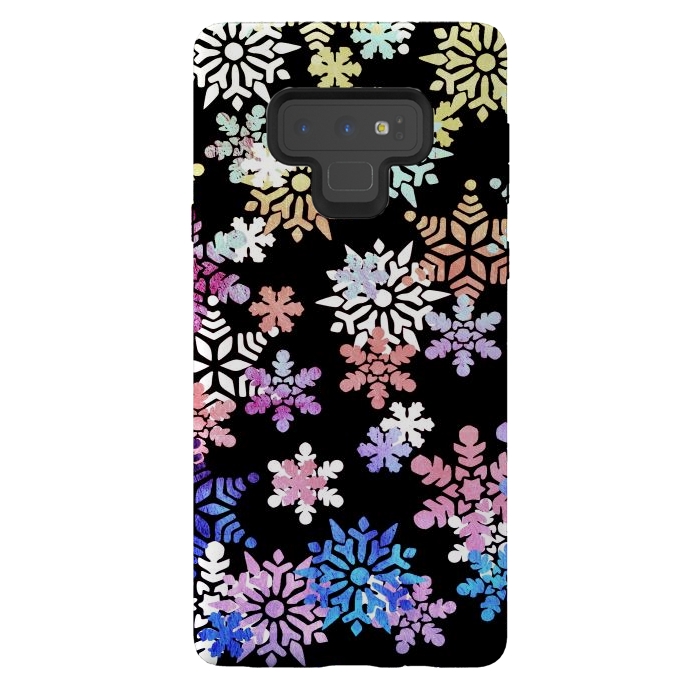 Galaxy Note 9 StrongFit Rainbow colourful snowflakes Christmas pattern by Oana 
