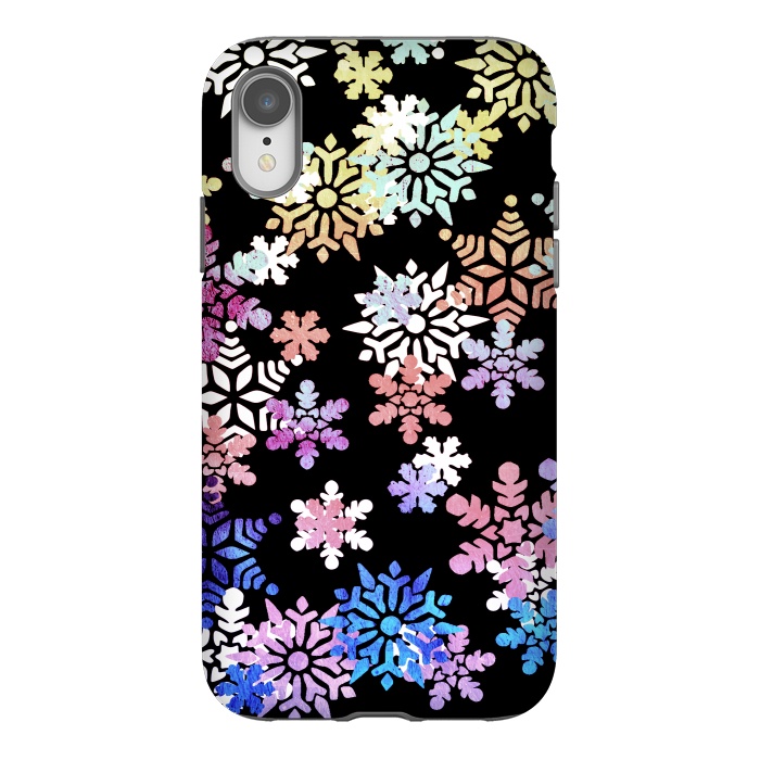 iPhone Xr StrongFit Rainbow colourful snowflakes Christmas pattern by Oana 