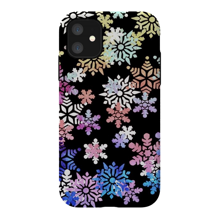 iPhone 11 StrongFit Rainbow colourful snowflakes Christmas pattern by Oana 