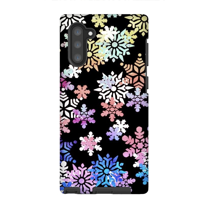 Galaxy Note 10 StrongFit Rainbow colourful snowflakes Christmas pattern by Oana 