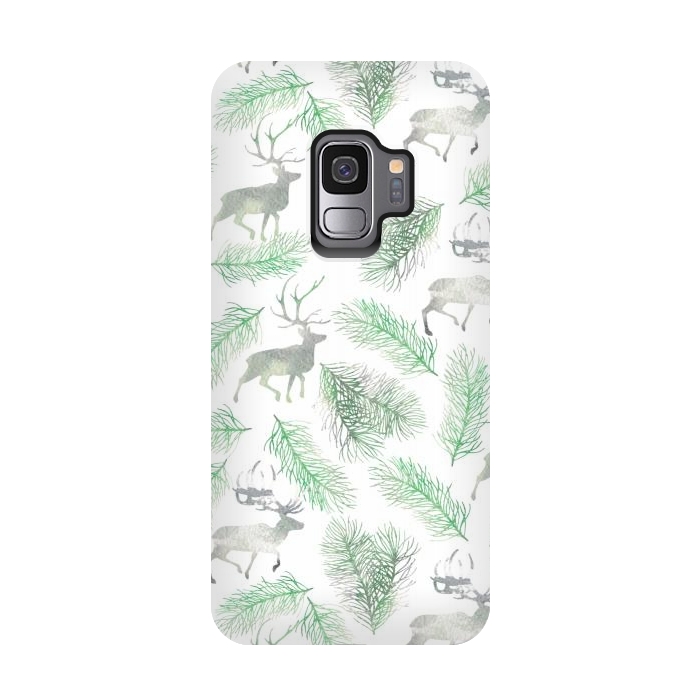 Galaxy S9 StrongFit Deer and pine branches by Julia Badeeva