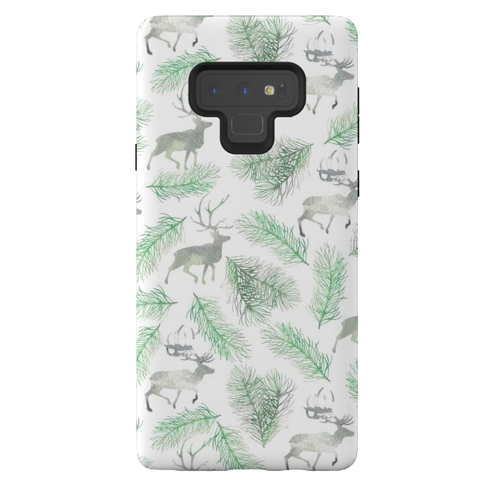 Galaxy Note 9 StrongFit Deer and pine branches by Julia Badeeva