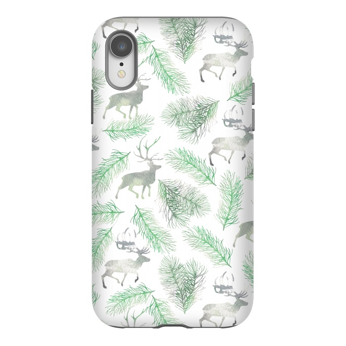 iPhone Xr StrongFit Deer and pine branches by Julia Badeeva