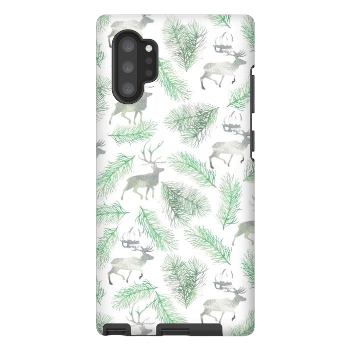 Galaxy Note 10 plus StrongFit Deer and pine branches by Julia Badeeva