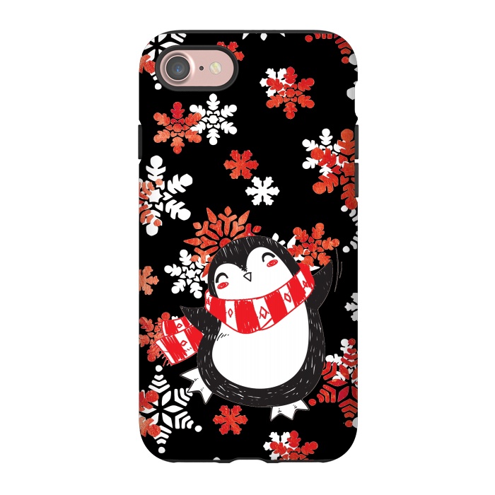 iPhone 7 StrongFit Cute penguin and winter snowflakes Jolly Christmas illustration by Oana 