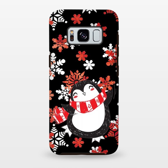 Galaxy S8 plus StrongFit Cute penguin and winter snowflakes Jolly Christmas illustration by Oana 