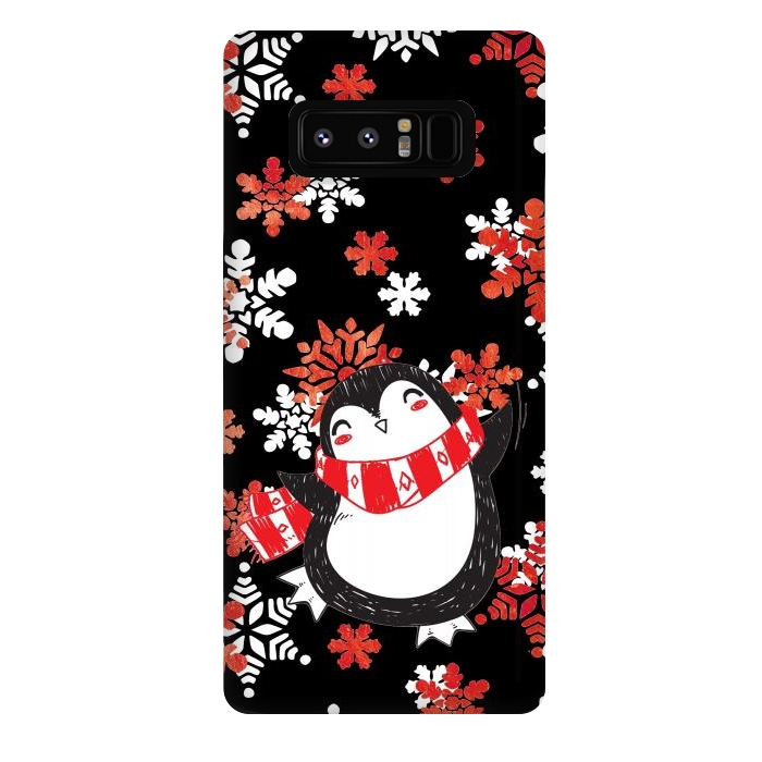 Galaxy Note 8 StrongFit Cute penguin and winter snowflakes Jolly Christmas illustration by Oana 