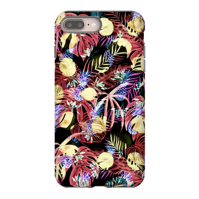 iPhone 7 plus StrongFit Colourful painted tropical leaves and pineapples by Oana 