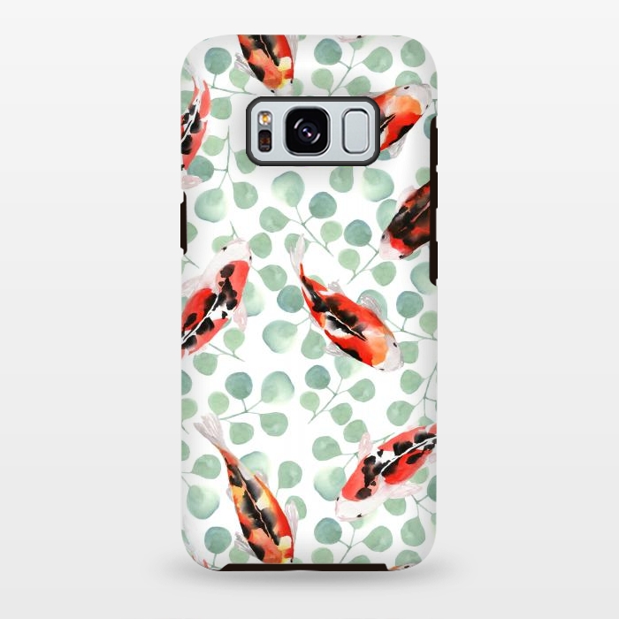 Galaxy S8 plus StrongFit Koi fish. White pattern by Julia Badeeva