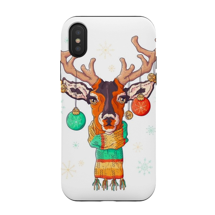 iPhone Xs / X StrongFit christmas reindeer by haroulita