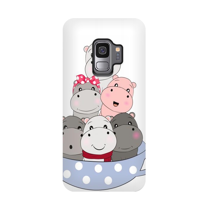 Galaxy S9 StrongFit cute hippos by haroulita