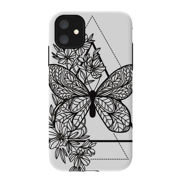 iPhone 11 StrongFit bw butterfly by haroulita