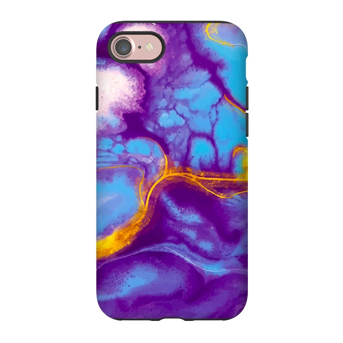 iPhone 7 StrongFit blue purple gold marble by haroulita