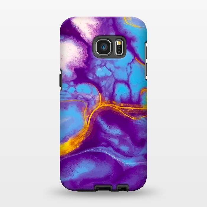 Galaxy S7 EDGE StrongFit blue purple gold marble by haroulita